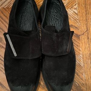 Black suede shoes,